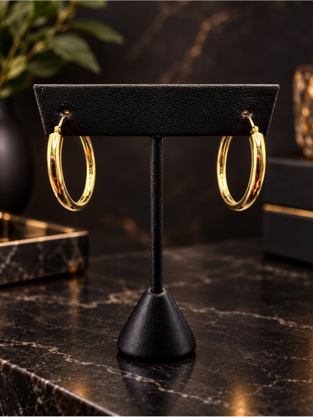 14K YELLOW GOLD 1” 3mm WIDE HOOP SNAP BACK EARRINGS FINE JEWELRY TIMELESS CHIC